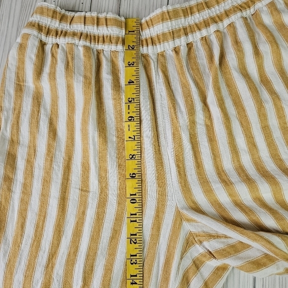 Madewell Tapered Huston Pull On Linen Crop Pants in Golden Plume Stripe Sz Small - Picture 12 of 14